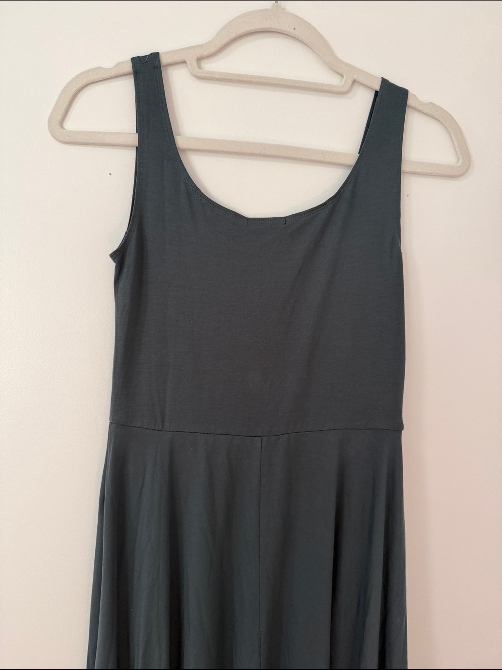 Quince Tencel Jersey Fit & Flare Dress Dark Olive - Picture 11 of 12